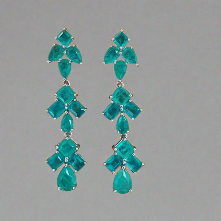 Aqua Crystal Floral Drop Earrings