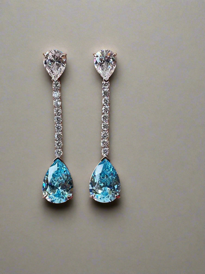 Aqua Teardrop Linear Earrings