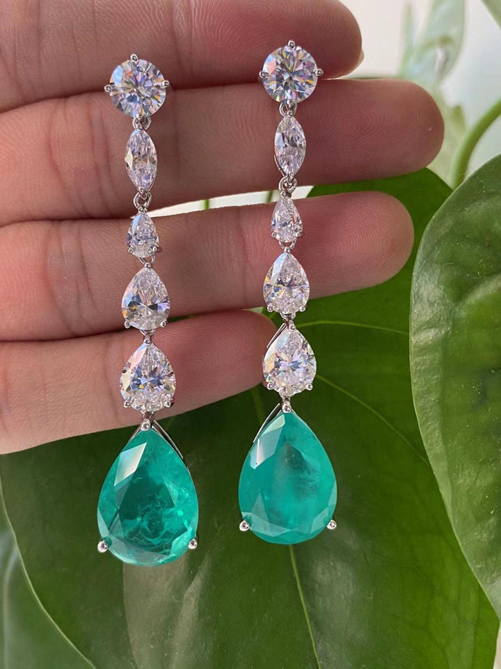 Aqua Waterfall Drop Earrings