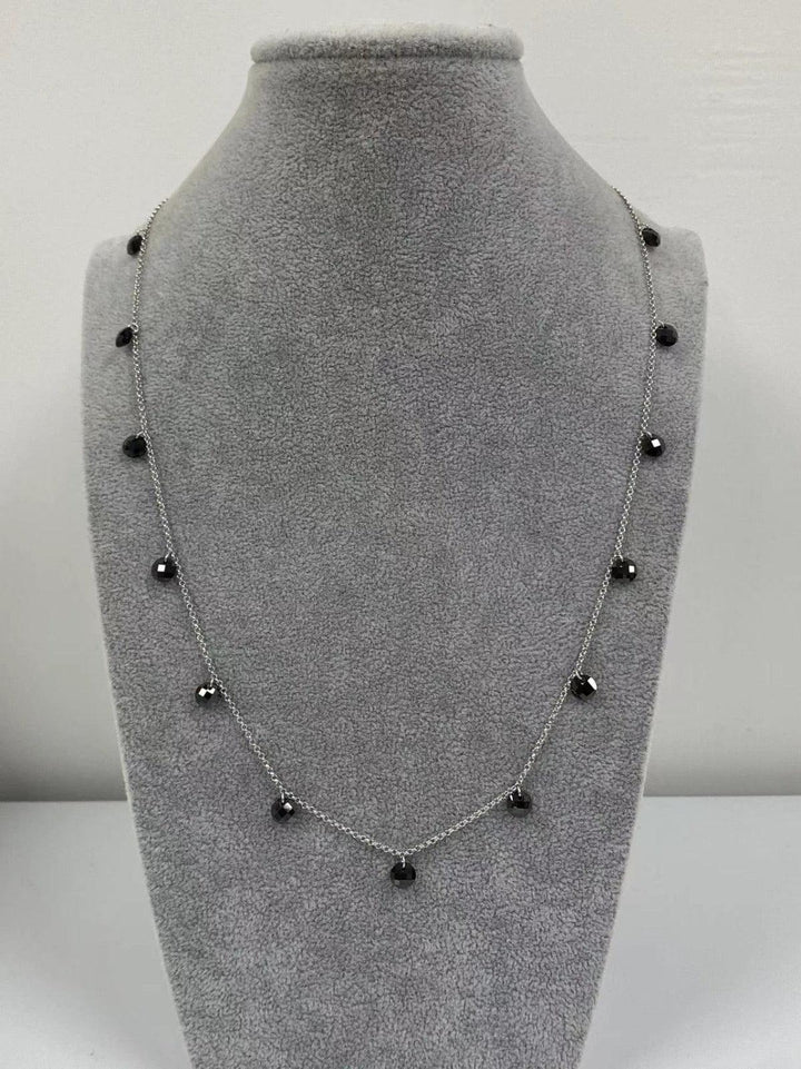 Black Crystal Station Necklace