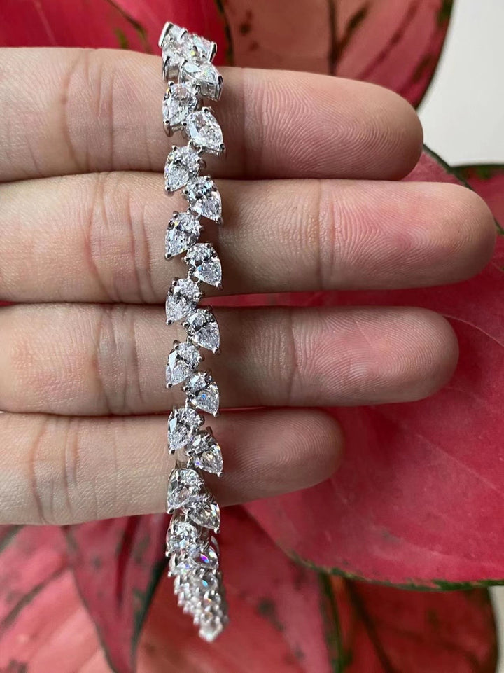 Classic White CZ Pear Shape Tennis Bracelet - Teardrop Cut Elegance