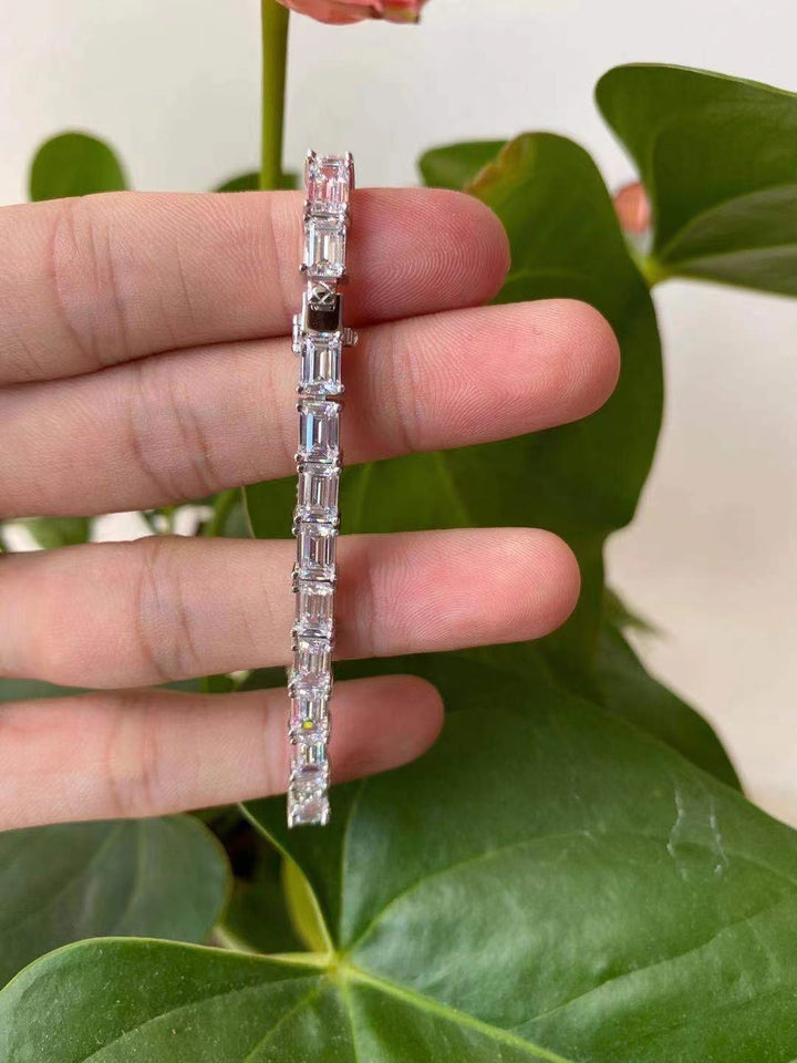 Clear Baguette Tennis Bracelet - Emerald Cut Elegance