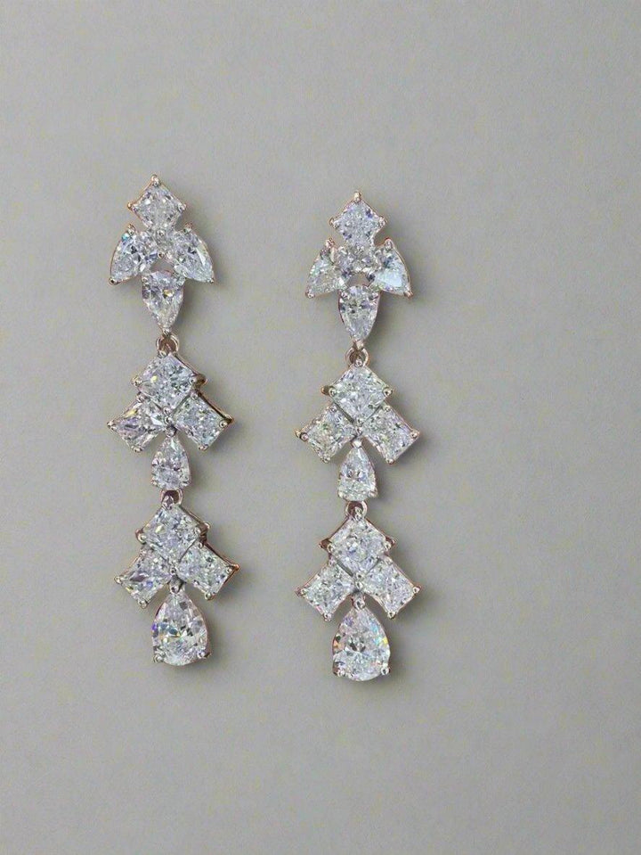 Aqua Crystal Floral Drop Earrings