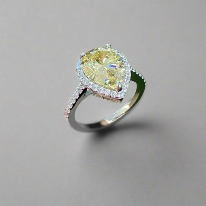 Radiant Yellow Pear Solitaire Ring - Vintage-Inspired Setting