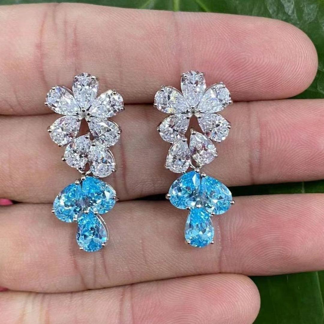 Floral Crystal Drop Earrings