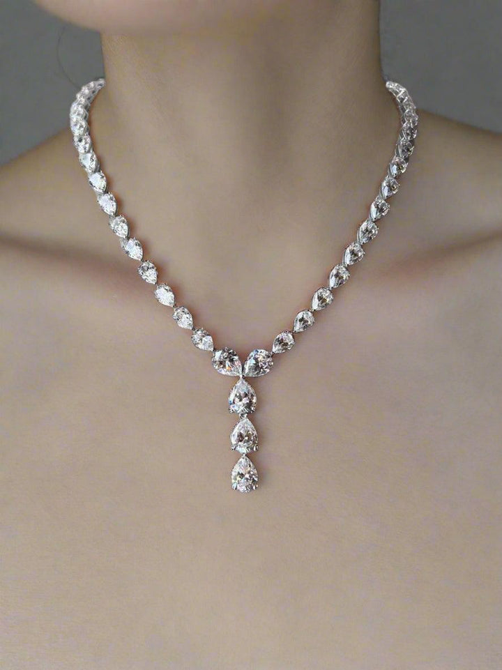 Cascading Teardrop Crystal Y-Necklace