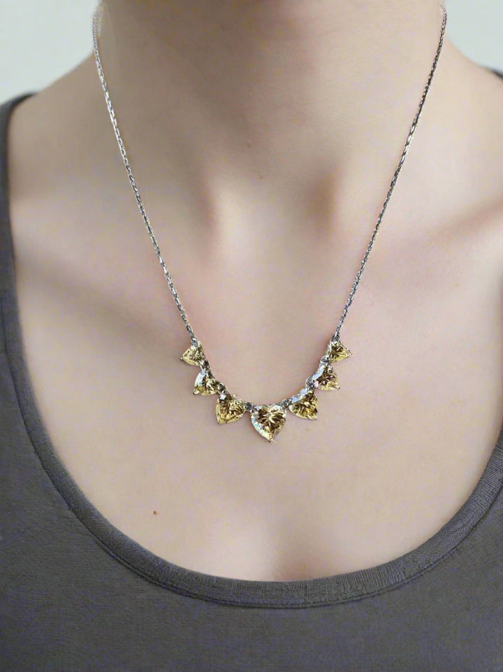 Citrine Hearts Crystal Collar Necklace