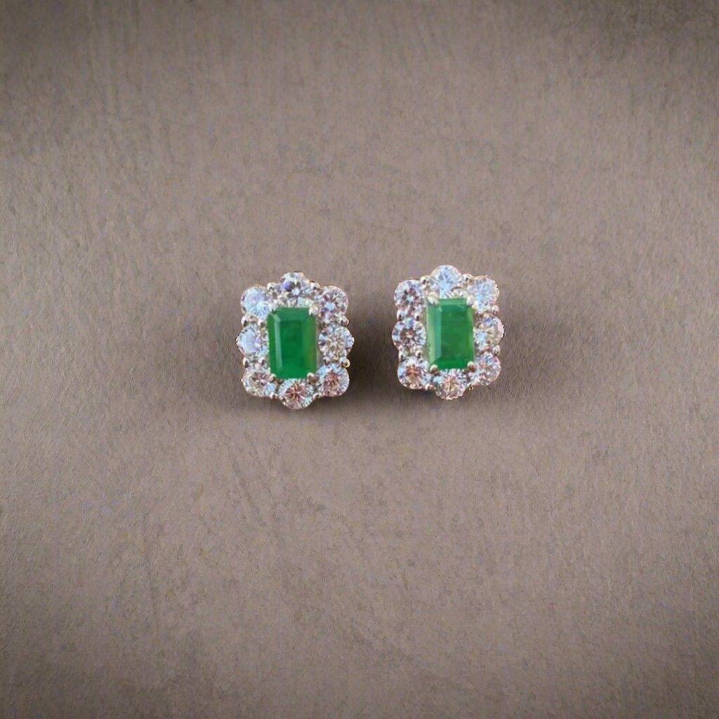 Classic Green Crystal Stud Earrings