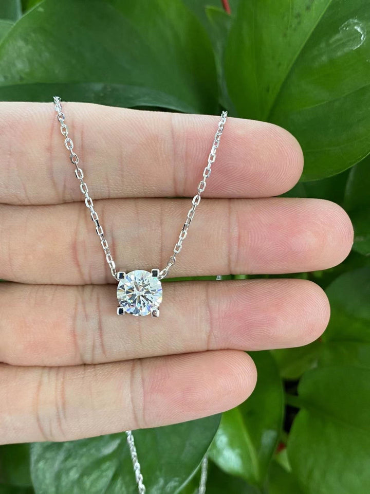 Classic Solitaire Crystal Pendant Necklace
