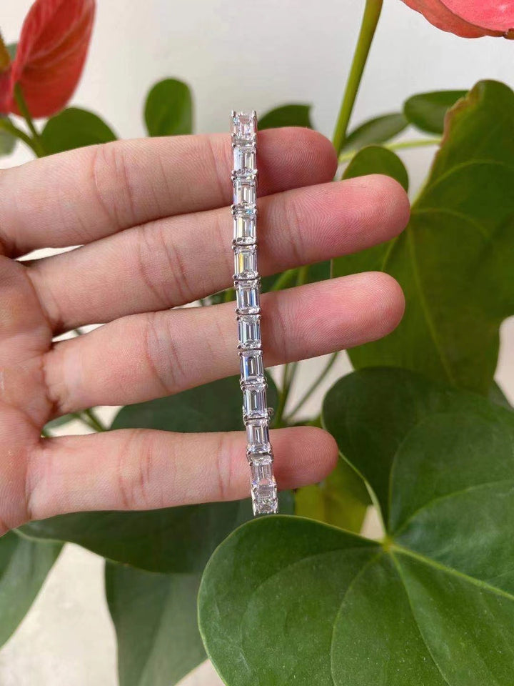 Classic White  Emerald Cut Tennis Bracelet