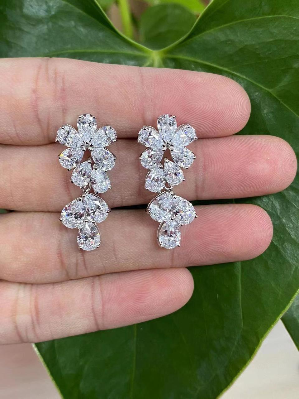 Floral Crystal Drop Earrings