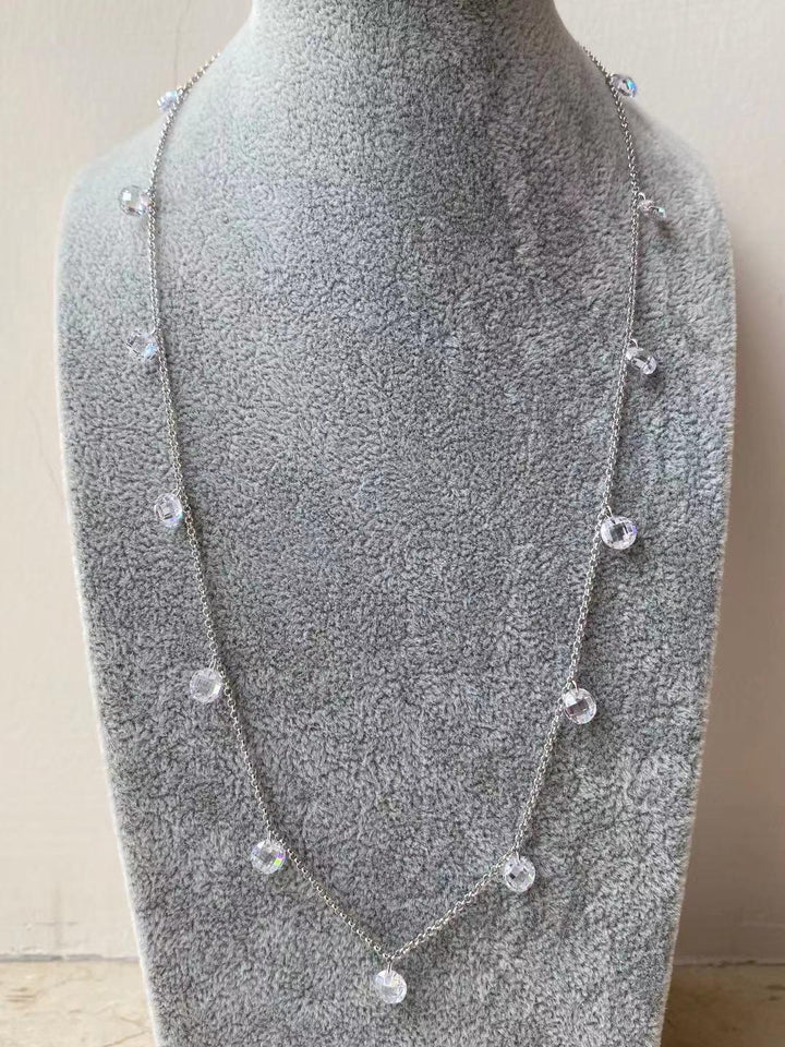 Crystal Elegance Station Necklace - Timeless Minimalist Sparkle