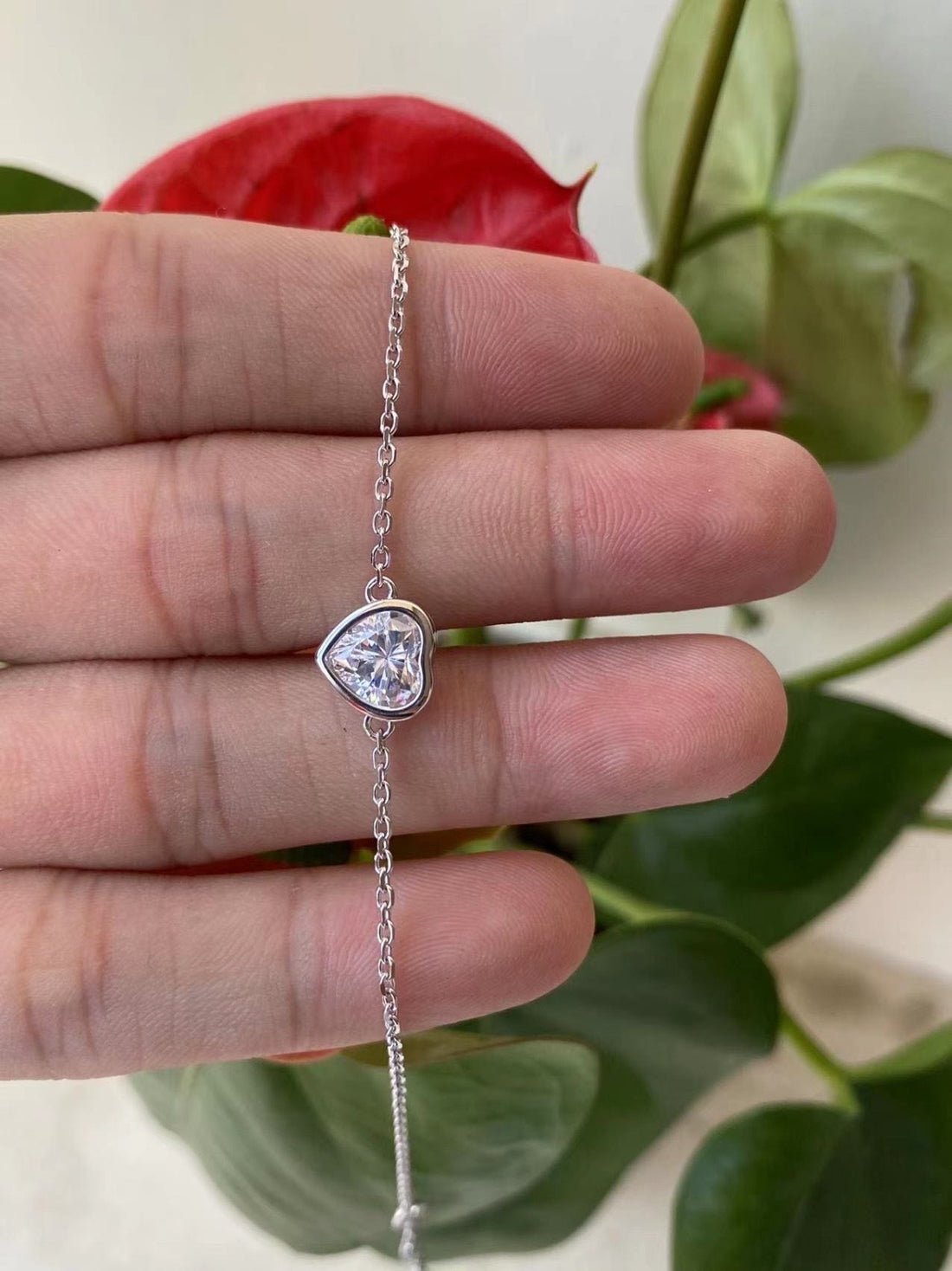 Crystal Heart Charm Bracelet