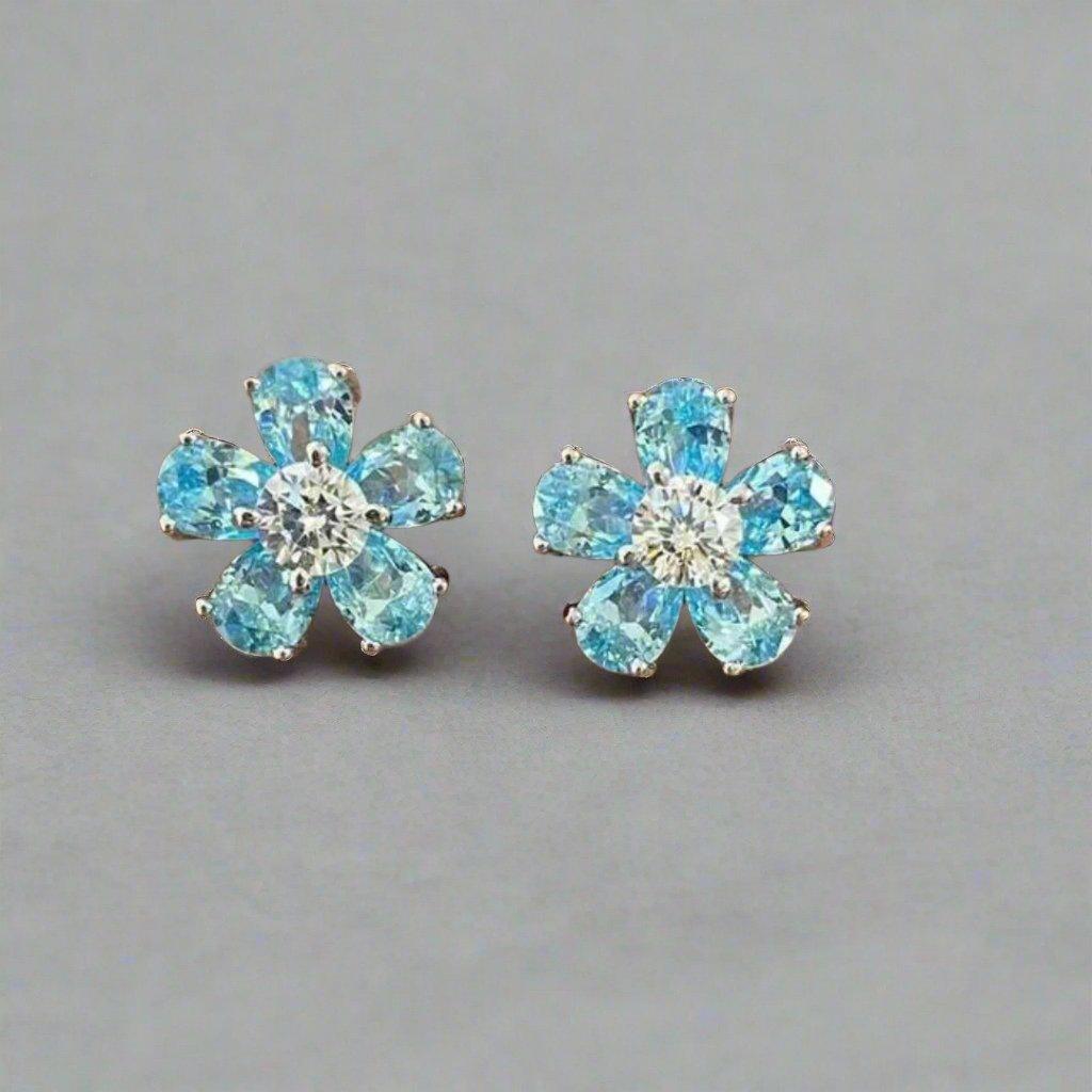 Dainty Blue Flower Stud Earrings