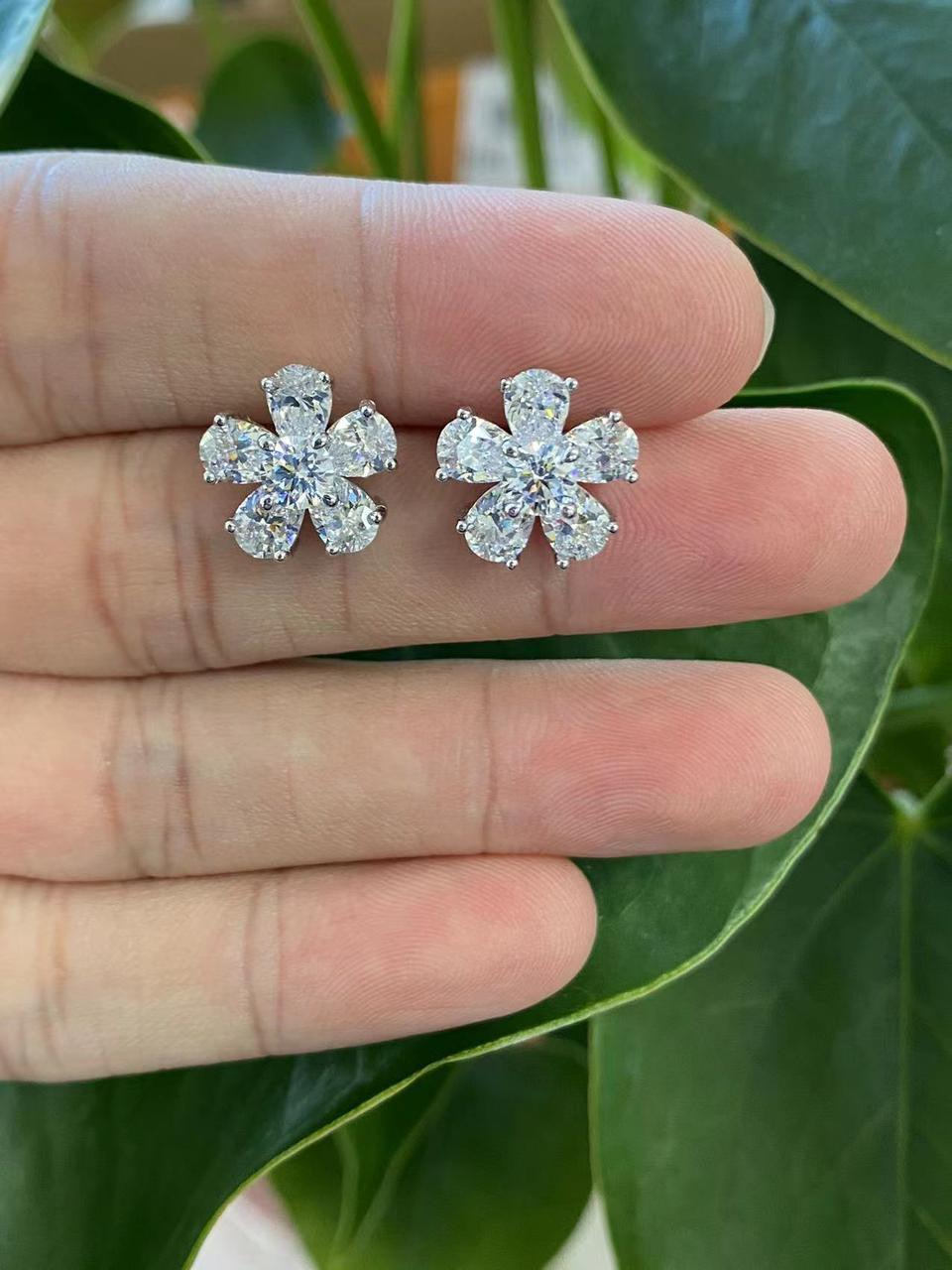 Dainty Blue Flower Stud Earrings