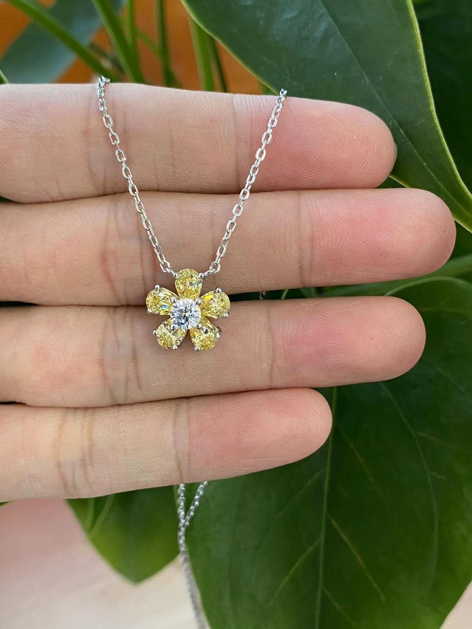 Dainty Flower Necklace with Crystal Petals
