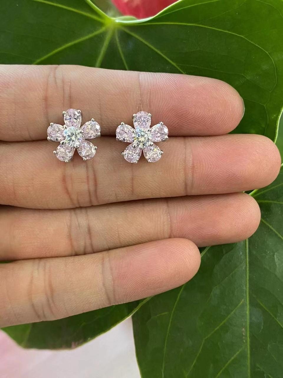 Dainty Blue Flower Stud Earrings