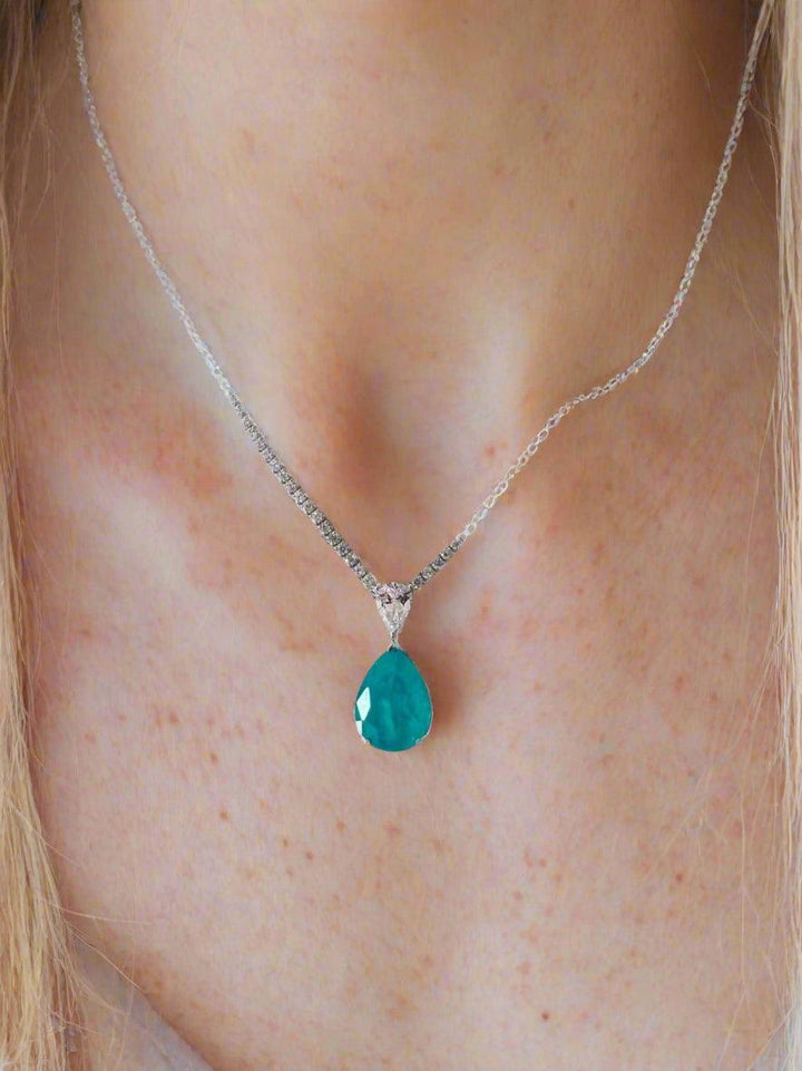 Dainty Turquoise Teardrop Pendant Necklace