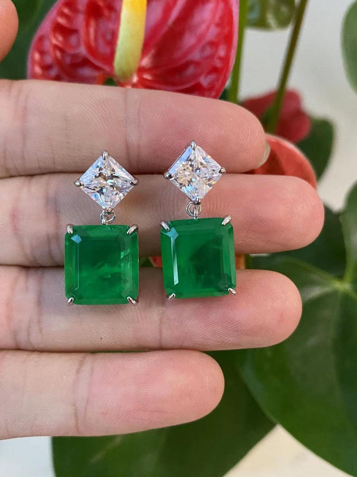 Dual-Tone Blue Crystal Drop Earrings