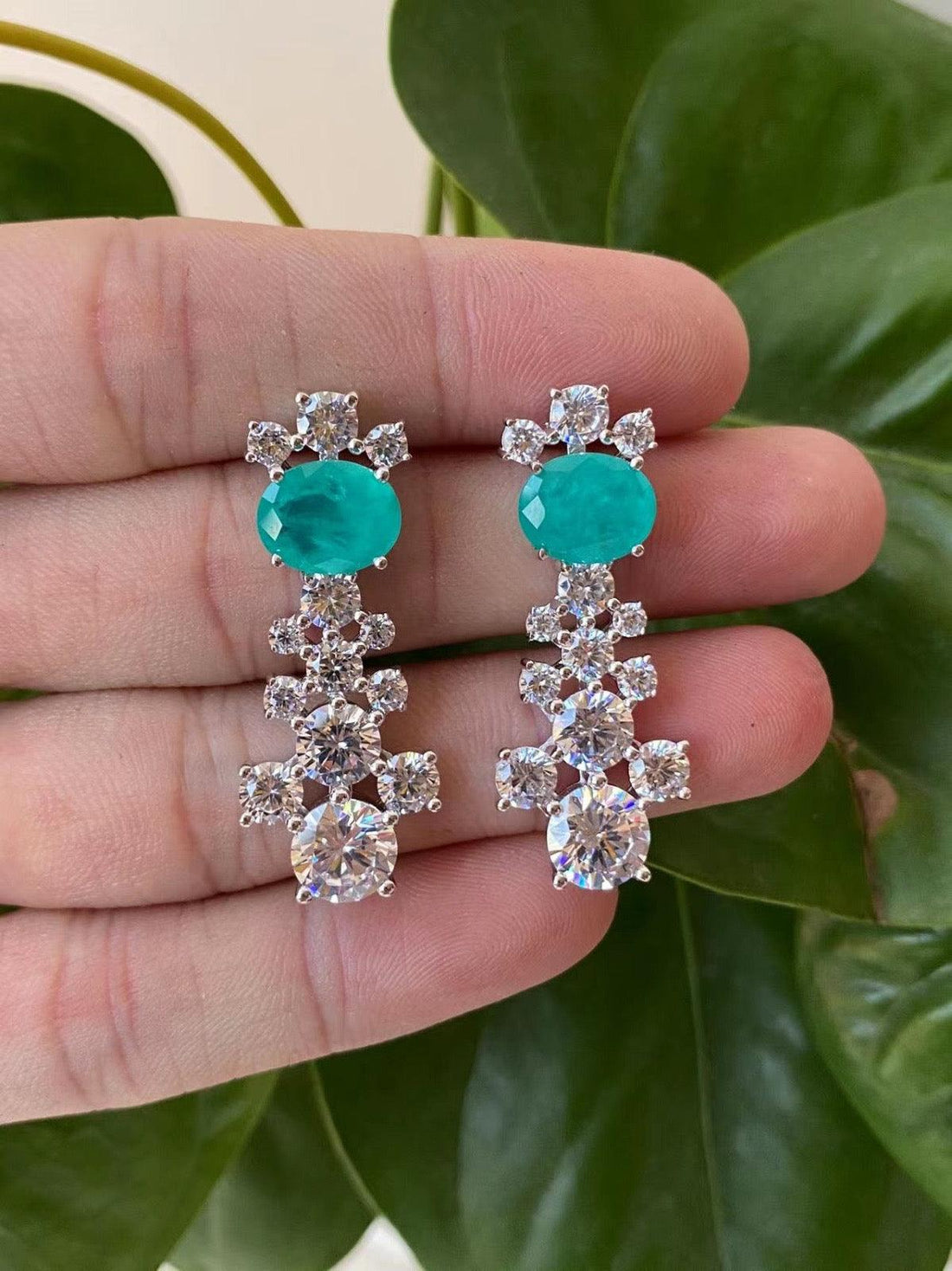 Elegant Blue & Clear Crystal Drop Earrings