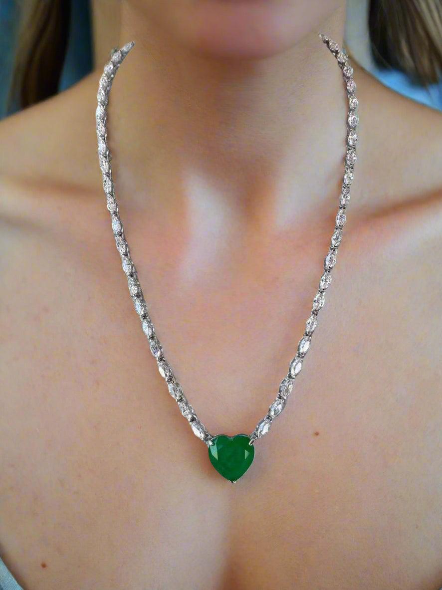 Elegant Heart Crystal Pendant Necklace