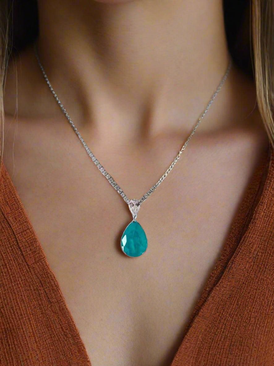 Elegant Turquoise Teardrop Pendant Necklace
