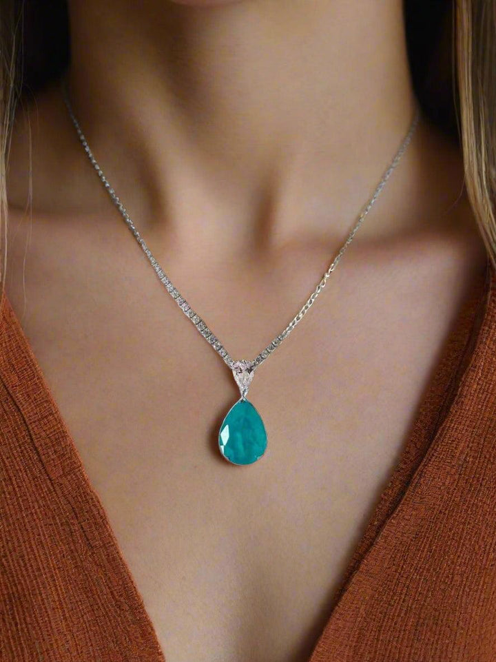 Elegant Turquoise Teardrop Pendant Necklace