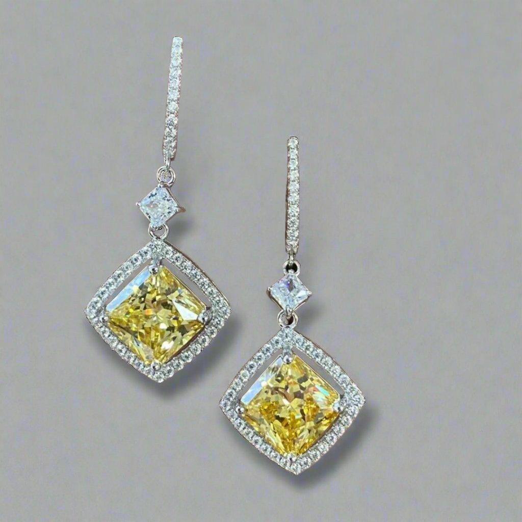 Elegant Yellow Crystal Drop Earrings