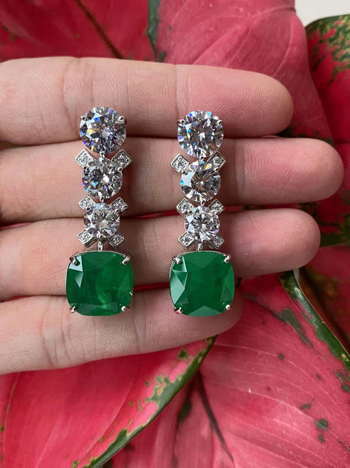 Emerald Cascade Crystal Earrings
