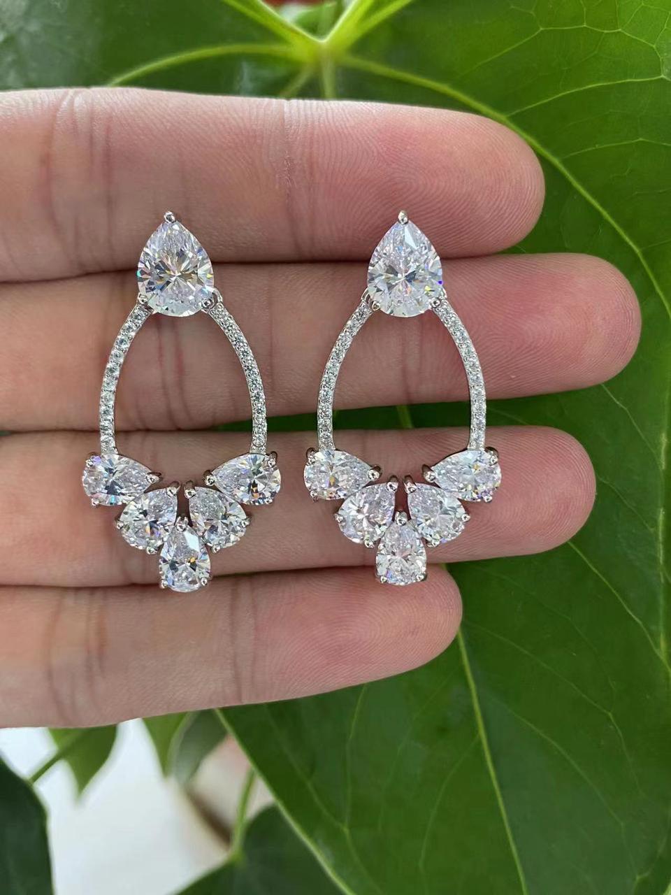 Emerald Green Crystal Teardrop Hoop Earrings