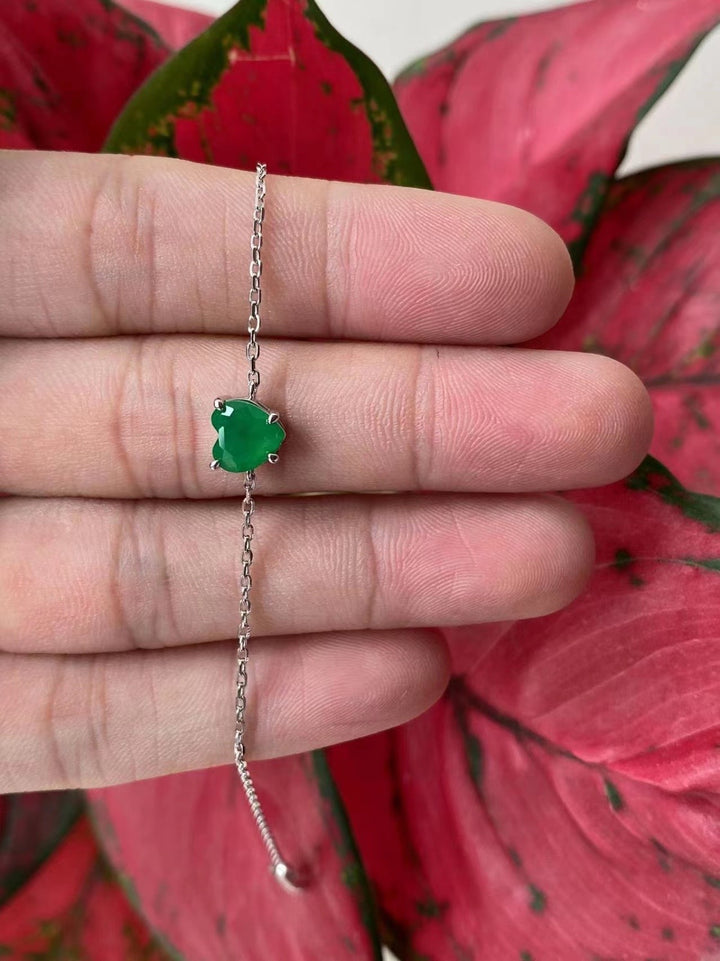 Emerald Green Solitaire Chain Bracelet