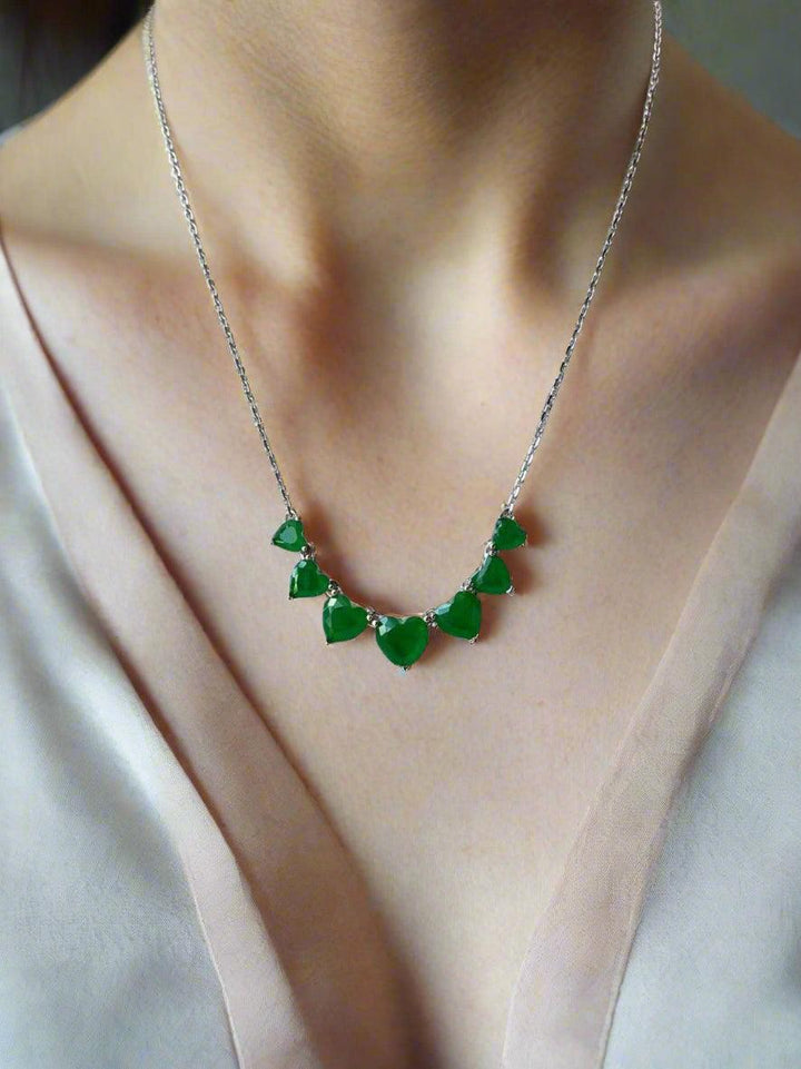 Emerald Hearts Crystal Collar Necklace