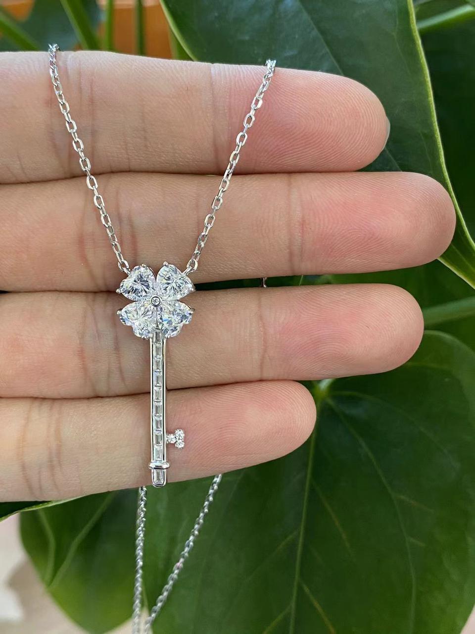 Enchanting  Blue Crystal Key Necklace