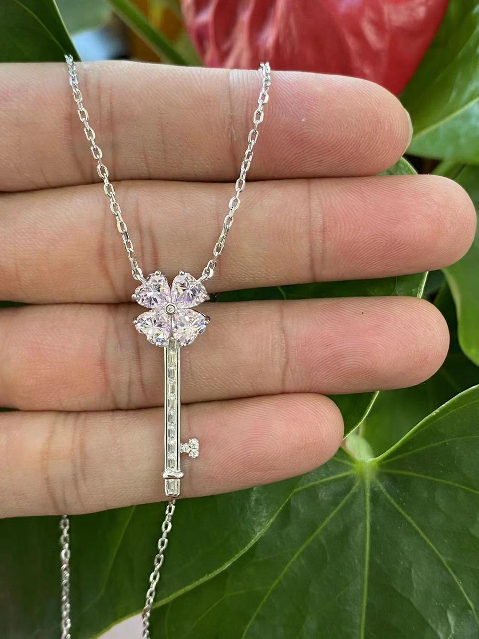 Enchanting  Blue Crystal Key Necklace