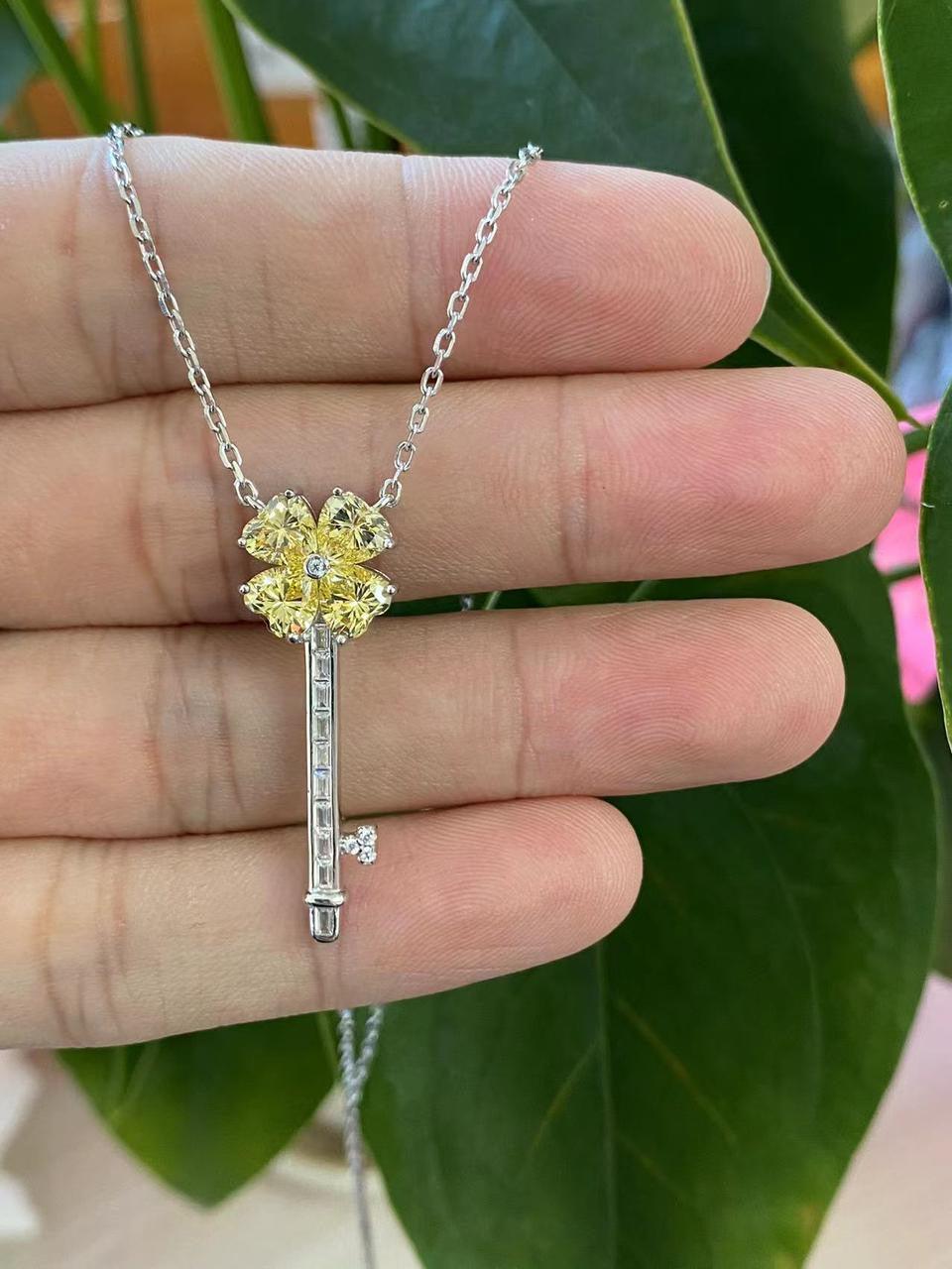 Enchanting  Blue Crystal Key Necklace