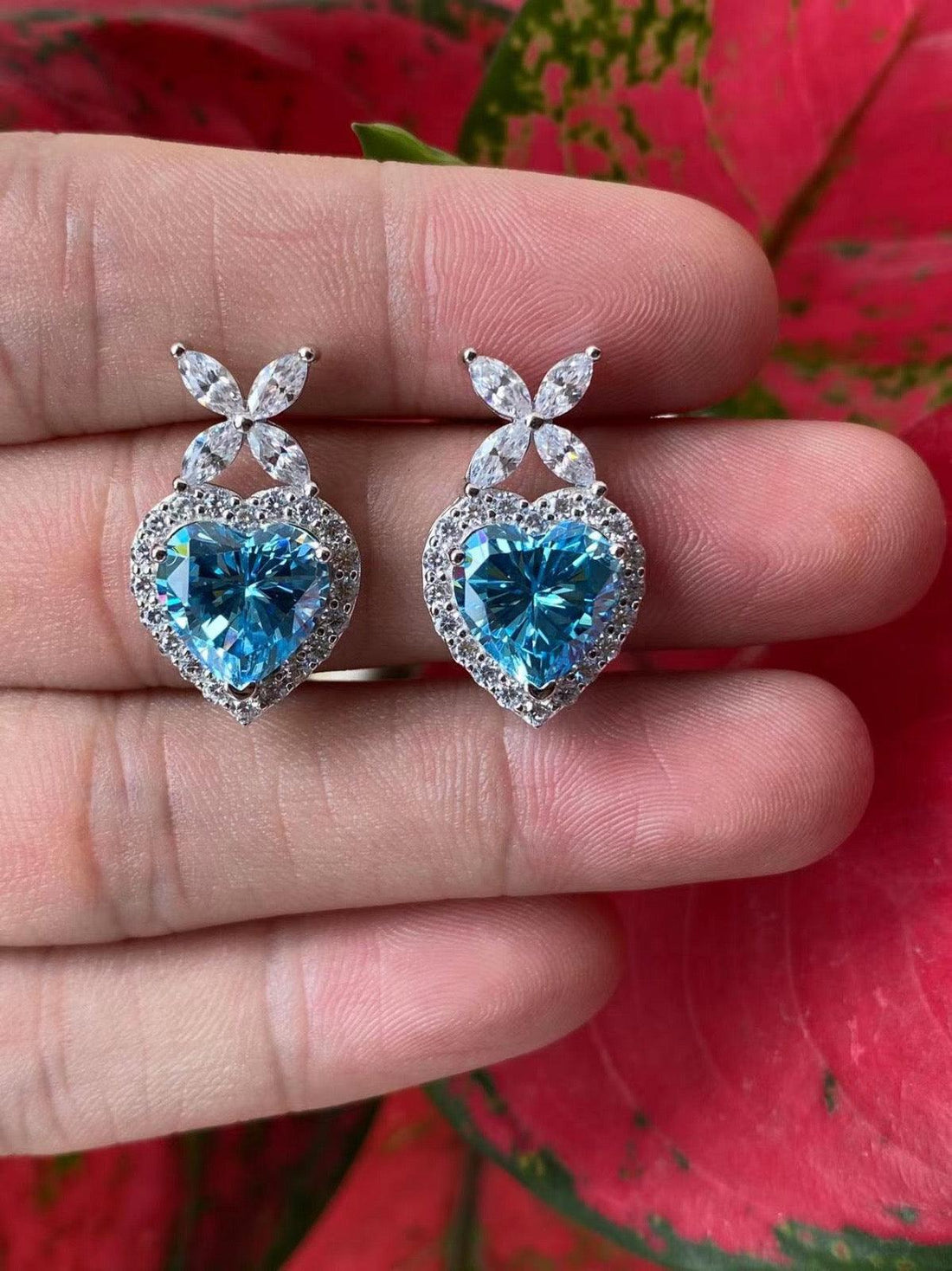 Floral Blue Drop Earrings