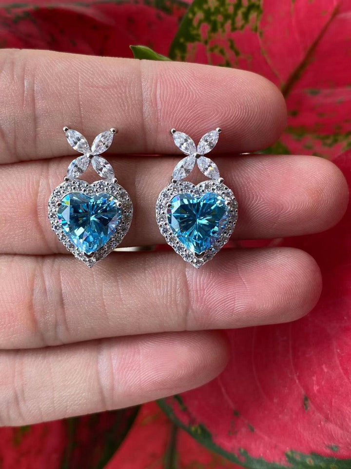 Floral Blue Drop Earrings