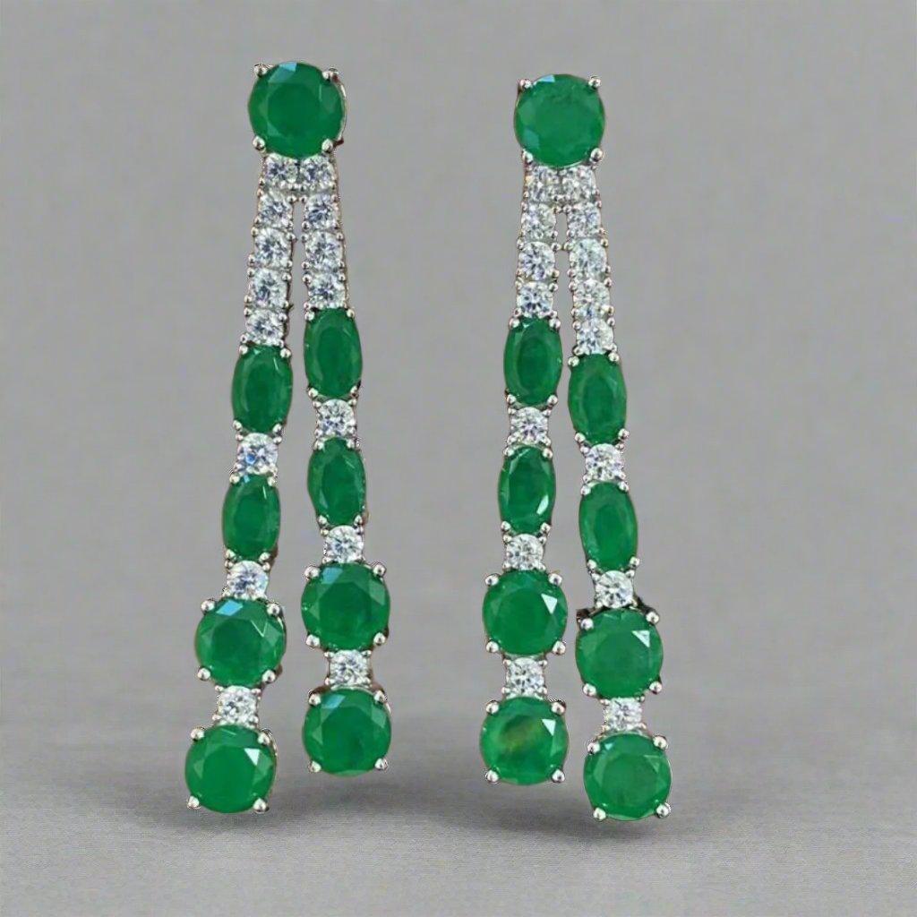 Glamorous Green Crystal Cascade Earrings