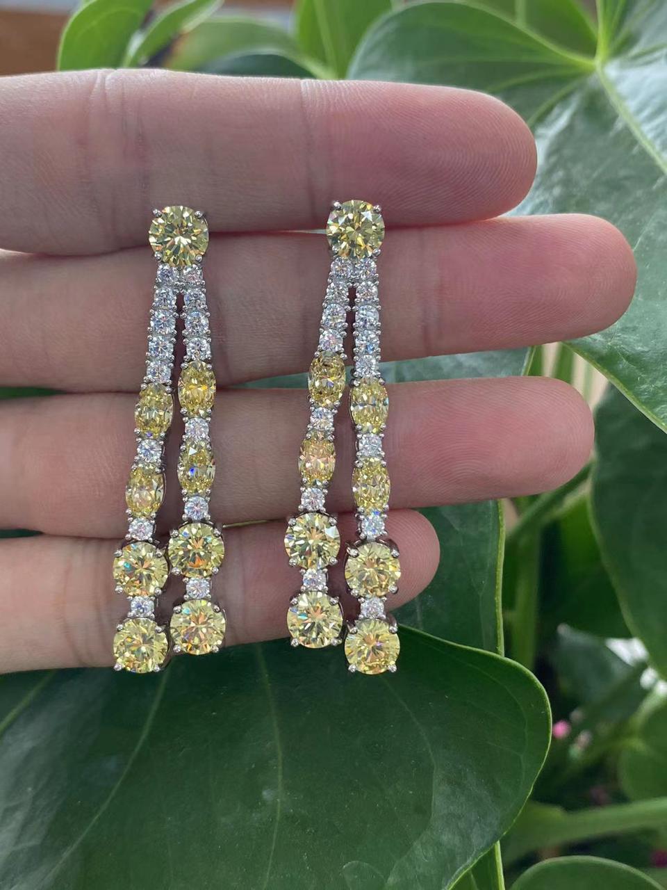 Glamorous Green Crystal Cascade Earrings