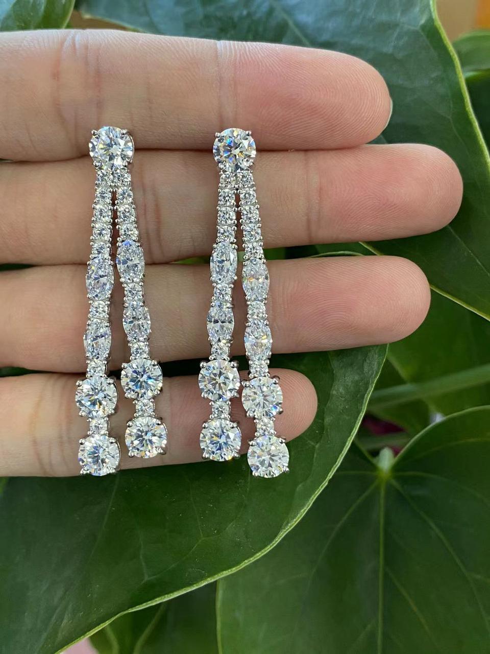 Glamorous Green Crystal Cascade Earrings