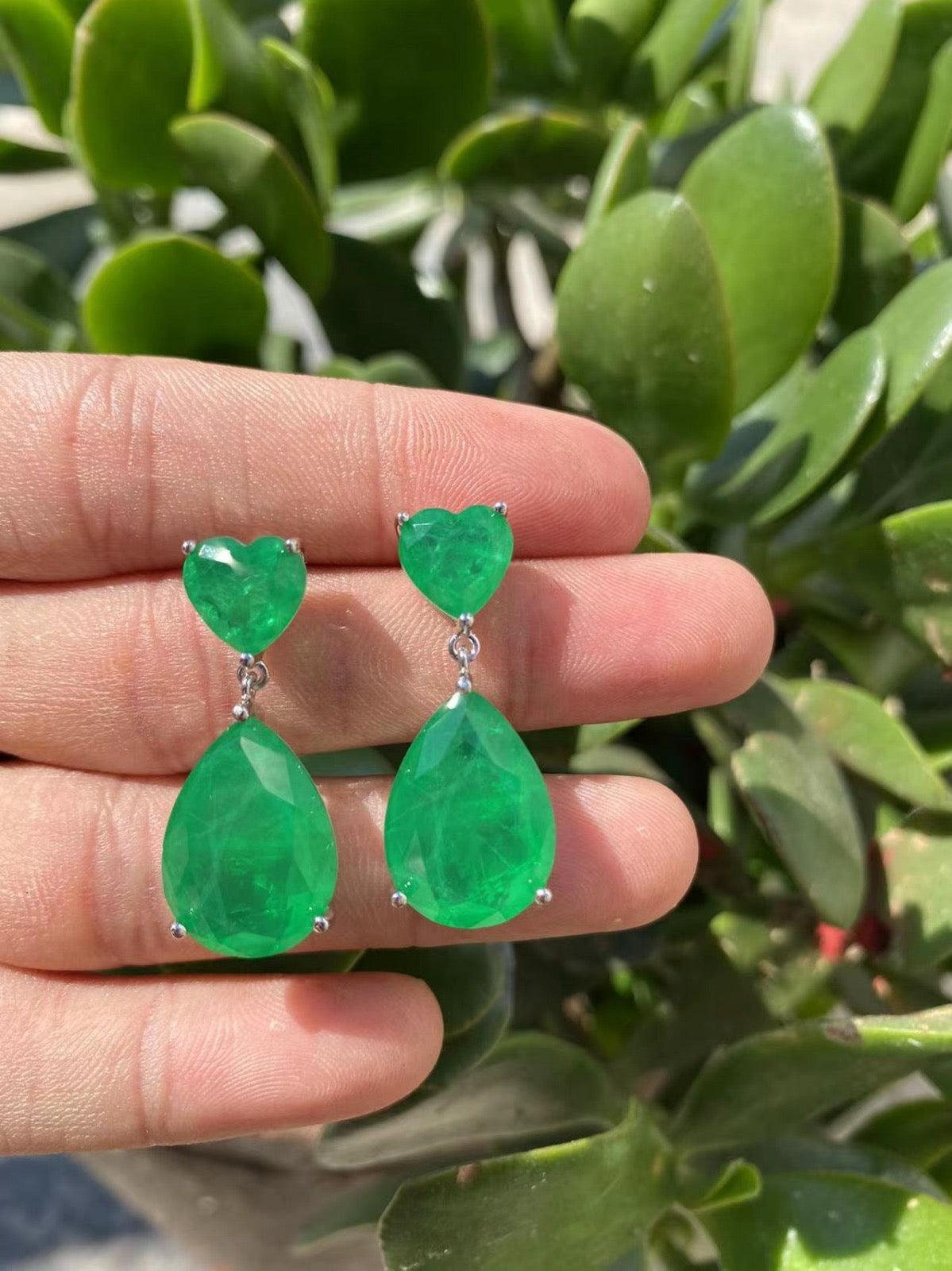 Emerald Green Crystal Drop Earrings