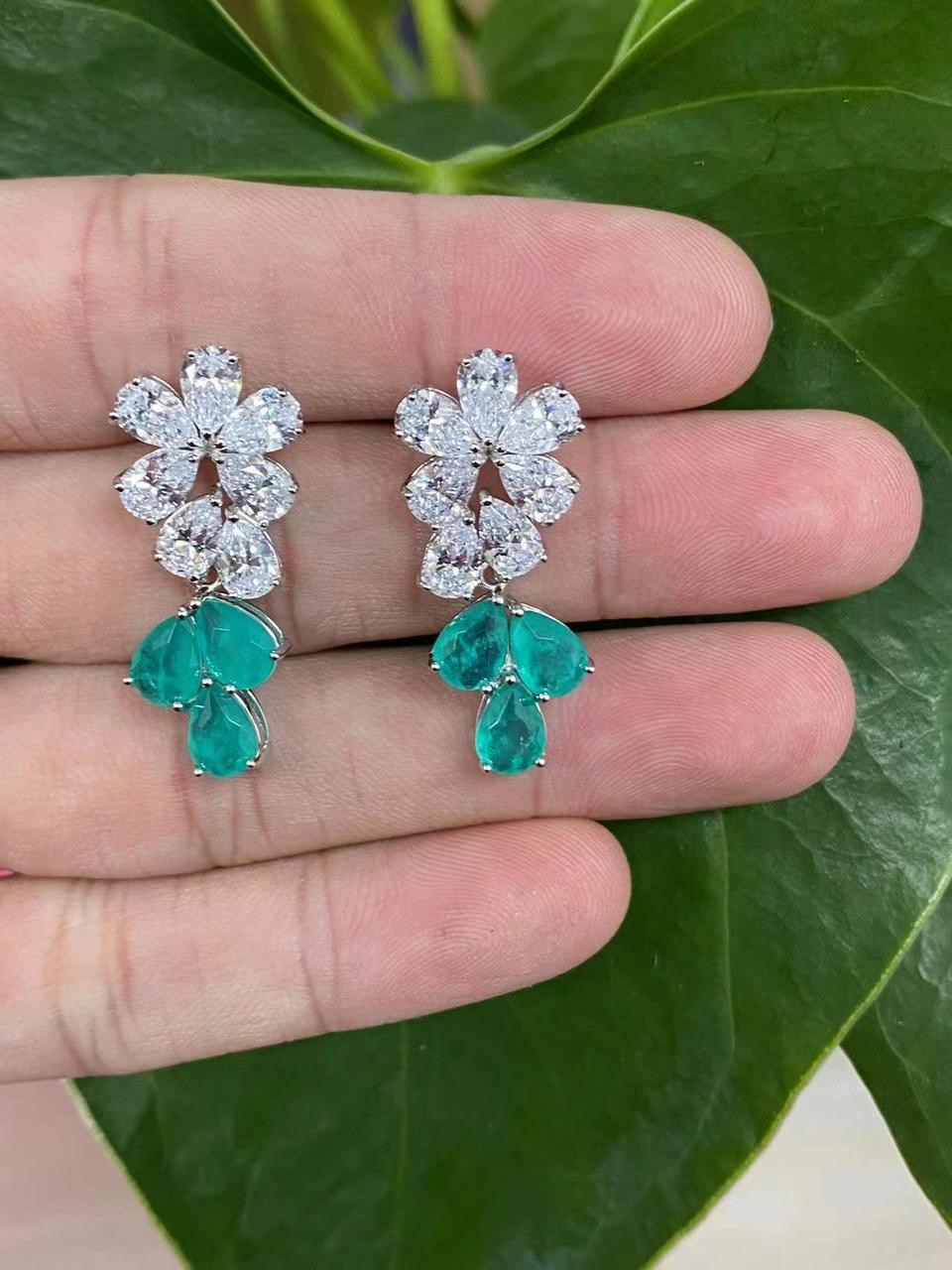 Floral Crystal Drop Earrings