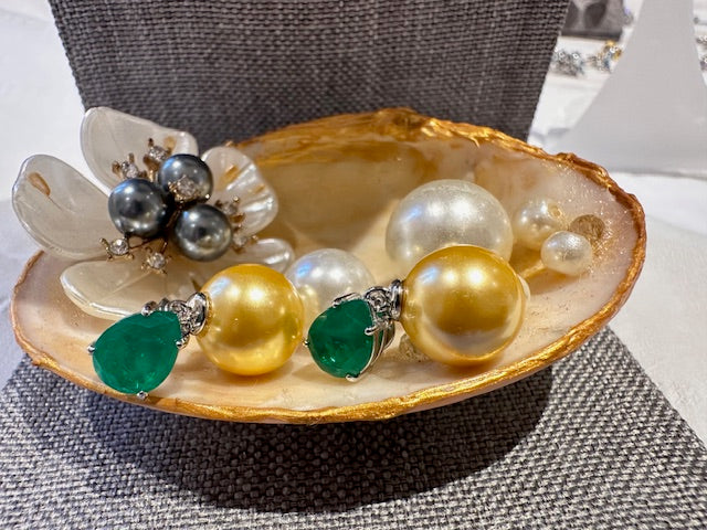 Green & Gold Drop Earrings