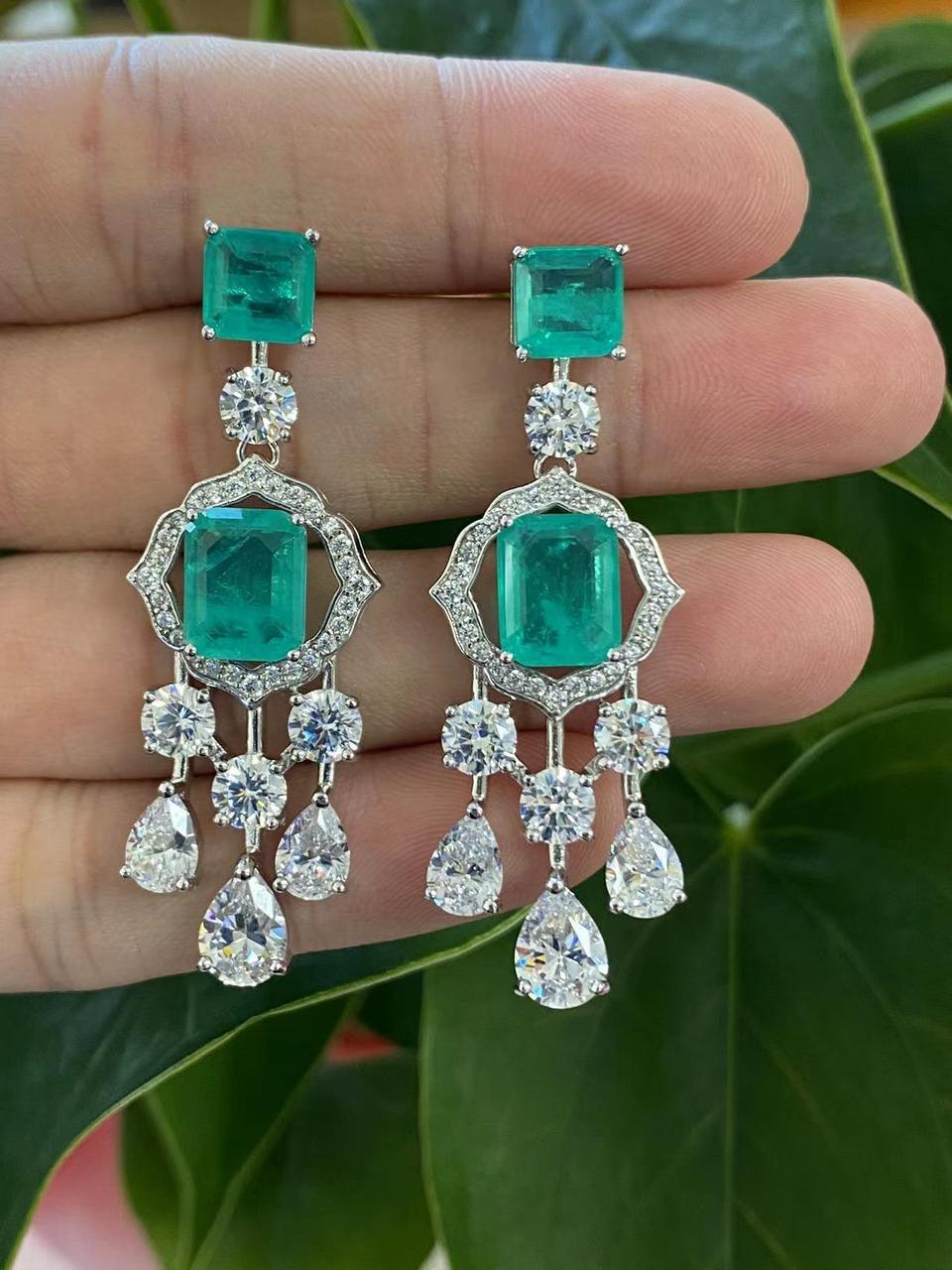 Luxurious Blue Crystal Chandelier Earrings