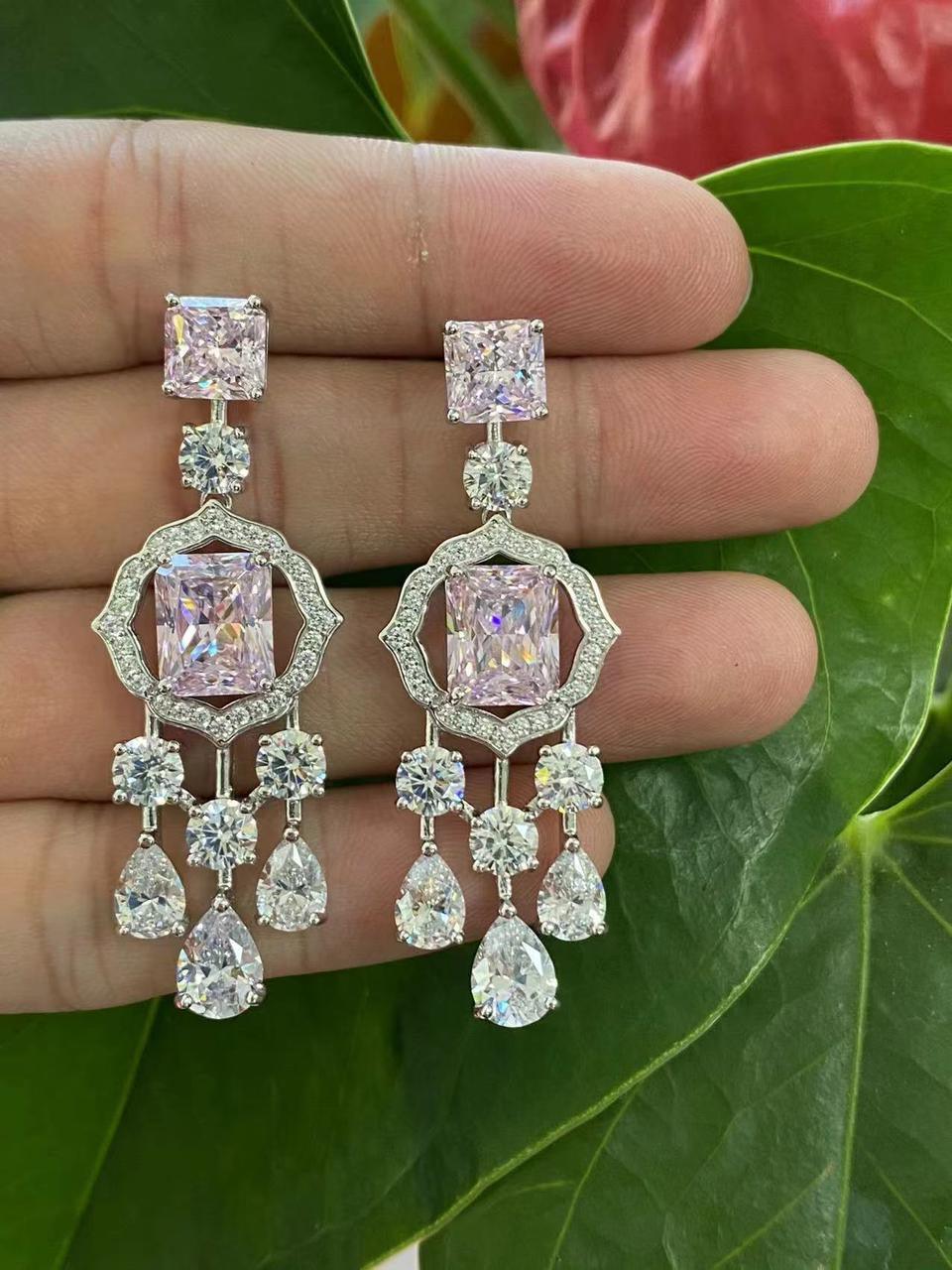 Luxurious Blue Crystal Chandelier Earrings