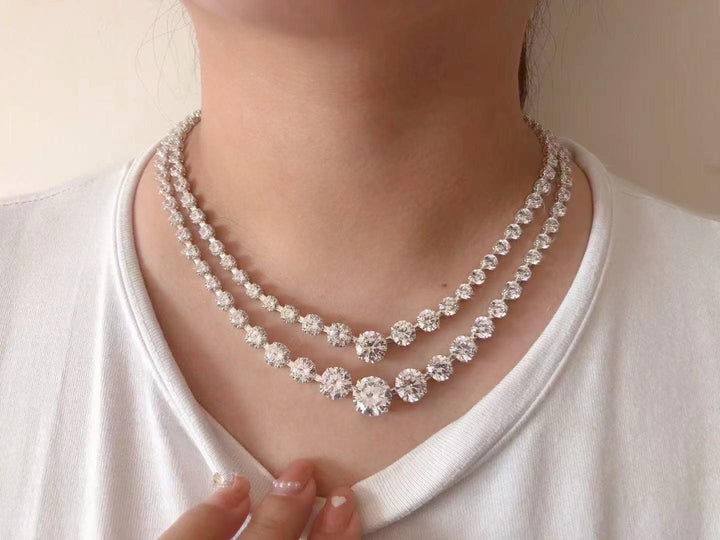 Luxury Double-Row Crystal Tennis Necklace - Timeless Bridal Elegance