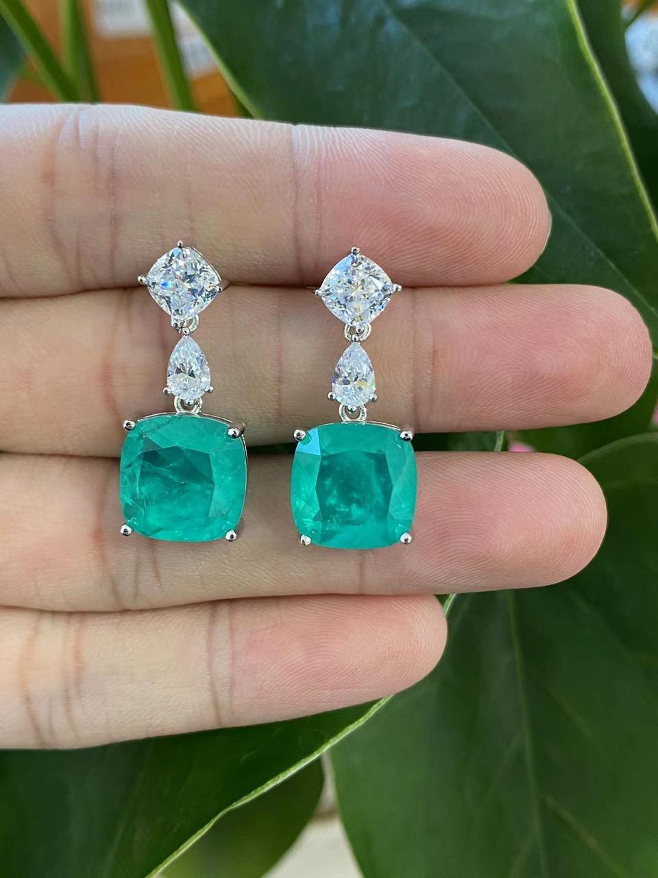 Luxury Triple-Drop Cushion Cut Crystal Earrings