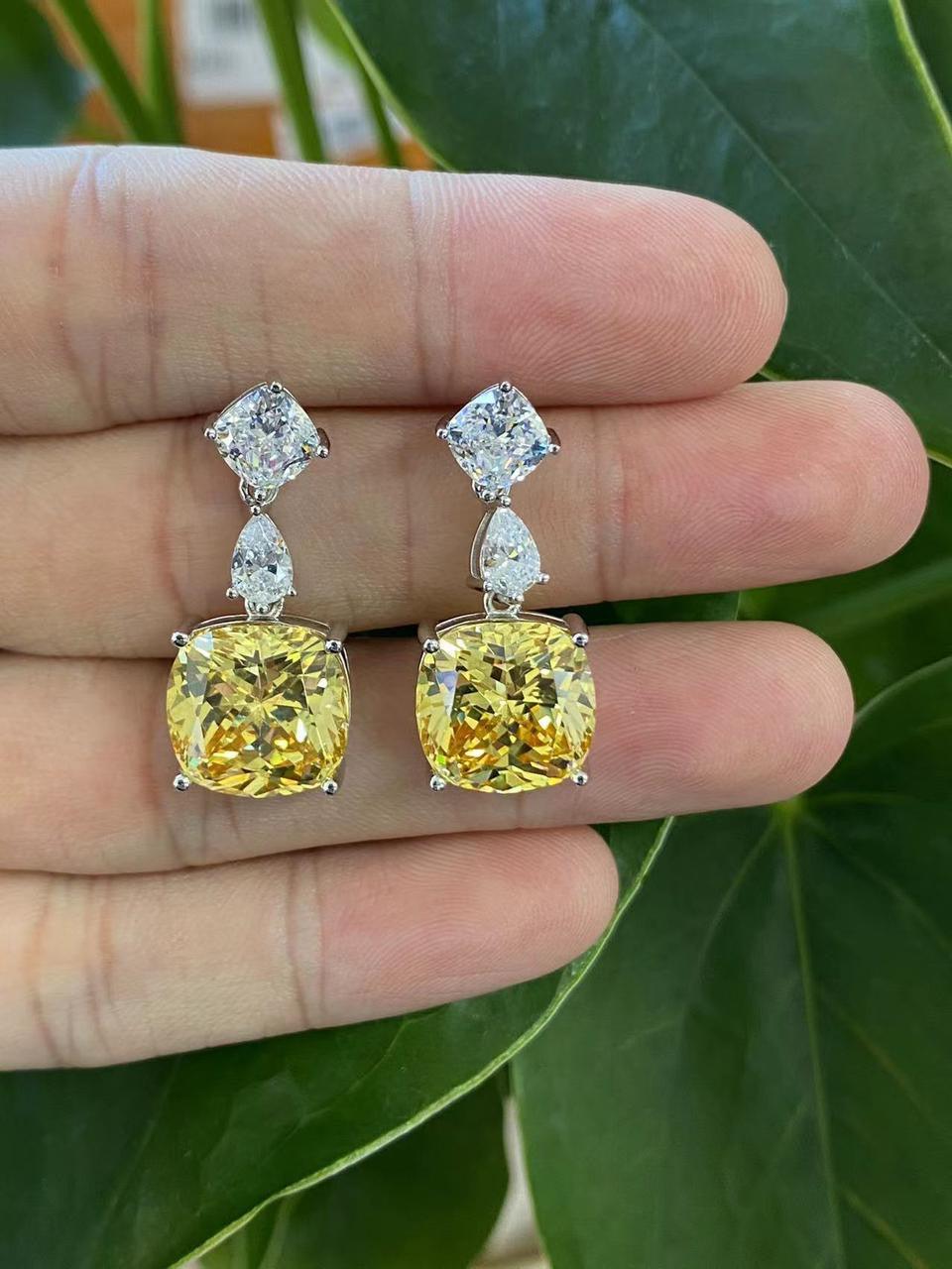 Luxury Triple-Drop Cushion Cut Crystal Earrings