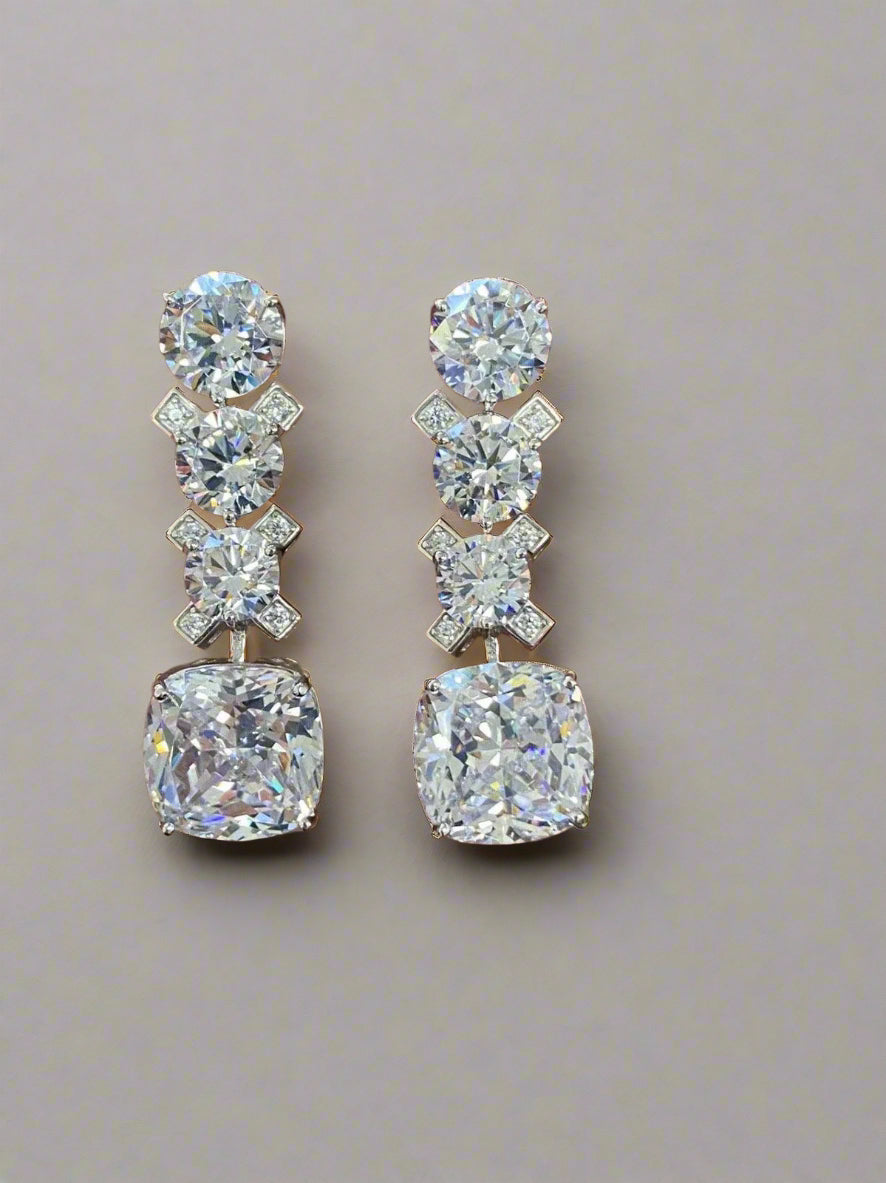 Luxury Triple-Tier Crystal Drop Earrings 
