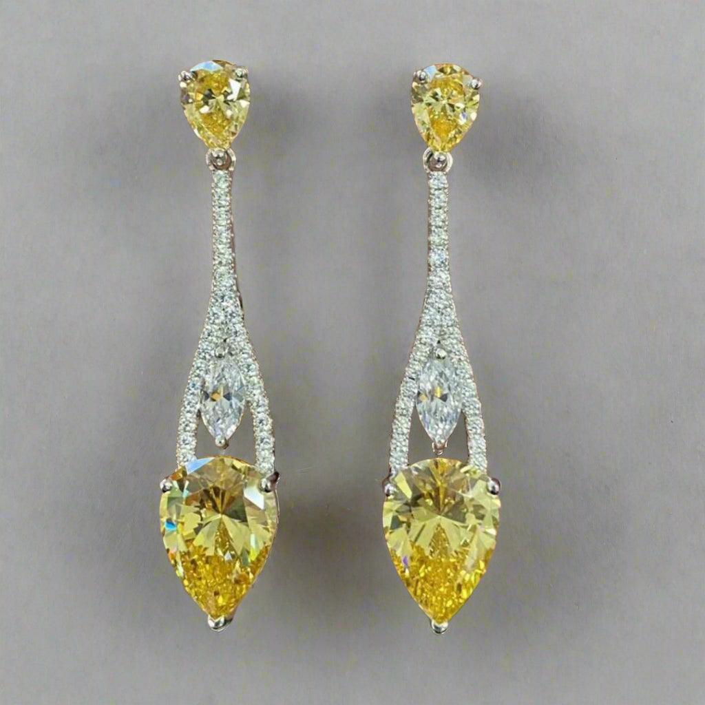 Luxury Yellow Crystal Teardrop Earrings